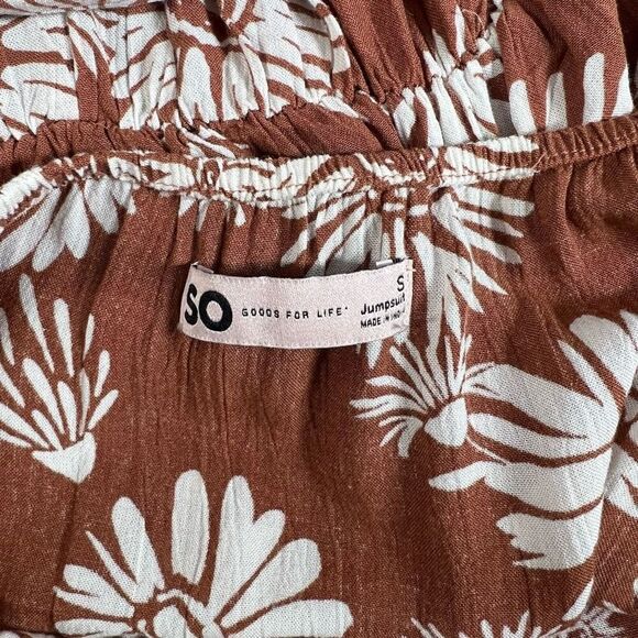 SO Goods for Life Women's Floral Jumpsuit Pants Summer Sleeveless Brown Small - Picture 9 of 9